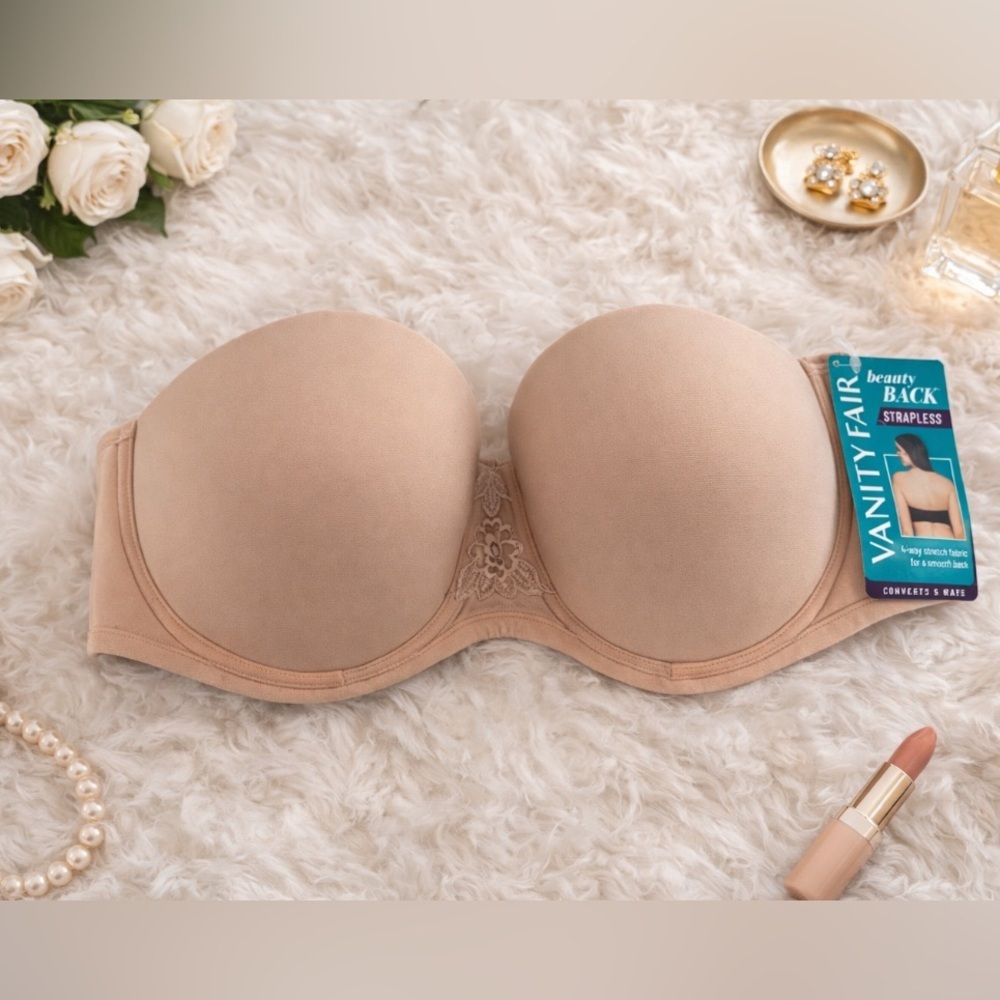 Vanity Fair Women's Lace Strapless Bra - Nude NWT